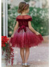Beaded Ombre Tulle Sparkly Stars Flower Girl Dress